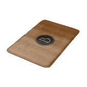Bruin houten plank met monogram badmat (Gekanteld)
