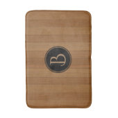 Bruin houten plank met monogram badmat (Voorkant Verticaal)