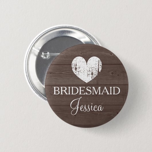 bruin houtnerf bruiloft bruidsmeisje knop ronde button 5,7 cm (Voorkant /achterkant)