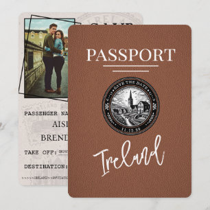 Bruin Ierland Paspoort Bewaar de datum Save The Date