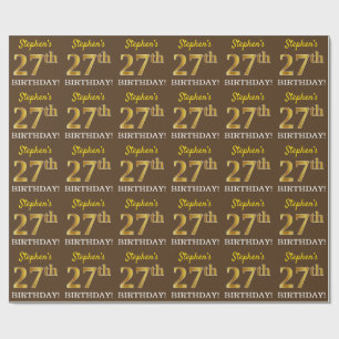 Bruin, Imitatie Goud Kijk "27e VERJAARDAG" Cadeaupapier