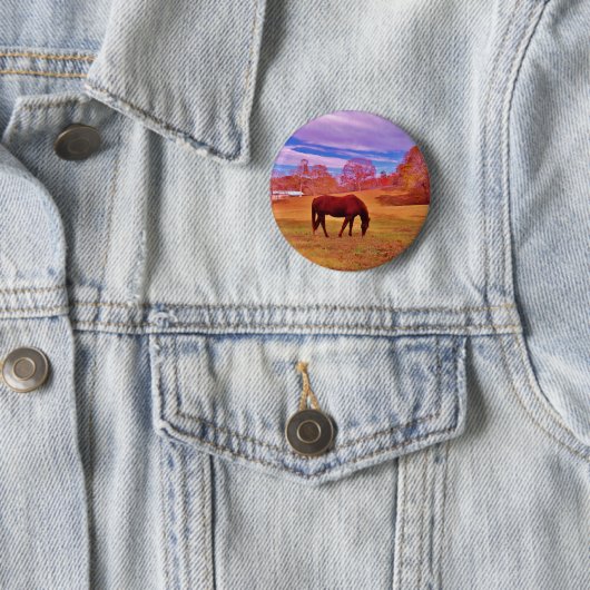 > Bruin in een droomkleurig veld Ronde Button 5,7 Cm (In situ)