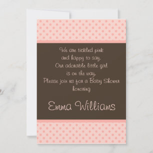 Bruin in Roze Polka Dot Baby shower Uitnodiging