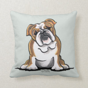 Bruin in White English Bulldog Sit Kussen