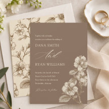 Bruin ivoor vintage botanische bruiloft