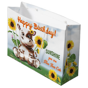 Bruin Jersey Koe Girl Sunflower Kinderen Birthday Groot Cadeauzakje