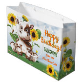 Bruin Jersey Koe Sunflower Kinderen Birthday Groot Cadeauzakje (Achterkant Gekanteld)