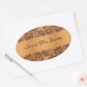 Bruin Kant Blond Hout Graan Save The Date Ovale Sticker (Envelop)
