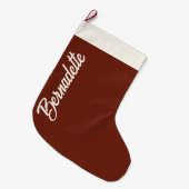 Bruin Kerstmis Koper Beige Kalligrafie Aangepast Grote Kerstsok (Voorkant (Hangend))