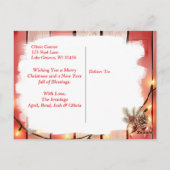 Bruin kerstpaard en kardinaal gepersonaliseerd briefkaart (Achterkant)