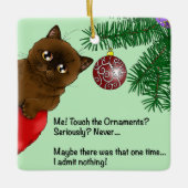 Bruin kerstsierkat keramisch ornament (Voorkant)