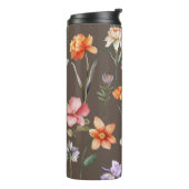 Bruin Kleurrijk Waterverf Wildflower Pattern Thermosbeker (Gedraaid links)