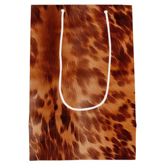 Bruin Koeienhuid Dierenprint Medium Cadeauzakje (Achterkant)