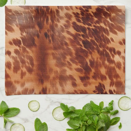 Bruin Koeienhuid Dierenprint Theedoek (Gevouwen)