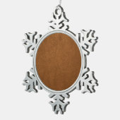 Bruin Koeienhuid leder textuur Tin Sneeuwvlok Ornament (Rechts)