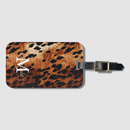 Bruin Koeienhuid Monogram Bagagelabel