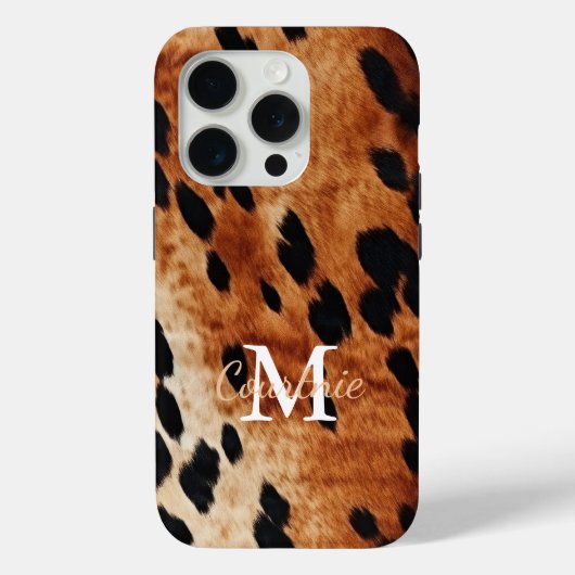 Bruin Koeienhuid Monogram Case-Mate iPhone Case (Achterkant)