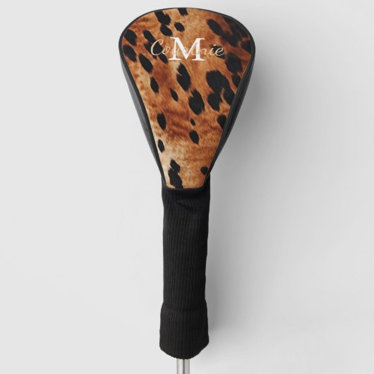 Bruin Koeienhuid Monogram Golfheadcover (Voorkant)