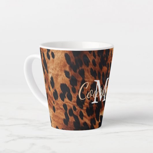 Bruin Koeienhuid Monogram Latte Mok (Linkerhoek)