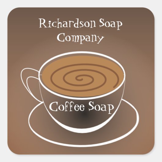 Bruin koffiekopje Koffie Zeep Label (Voorkant)