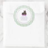 Bruin konijn Daisy en geruit Ronde Sticker (Tas)