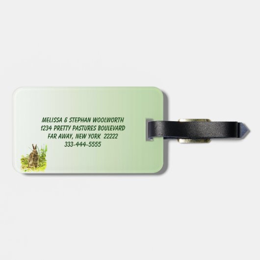 Bruin Konijnenkonijn in Groen Grass Bagagelabel (Achterkant horizontaal)