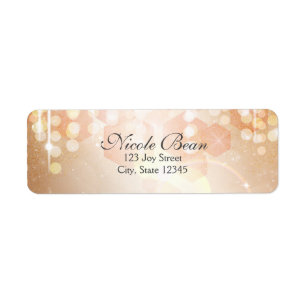 Bruin Koraal & Crème Glamour Lights Adreslabels Etiket