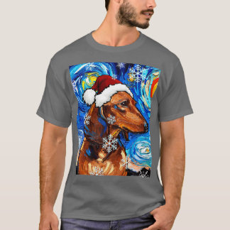 Bruin kort haar Dachshund Santa T-shirt