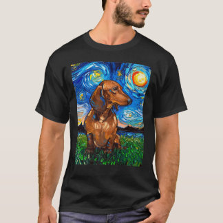 Bruin, korte lucht Dachshund Doxie Sterrennacht Do T-shirt