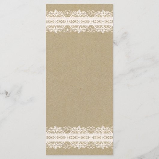 Bruin Kraft Papier & Rustiek Witte kant Menu (Achterkant)