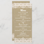 Bruin Kraft Papier & Rustiek Witte kant Menu (Voorkant / Achterkant)