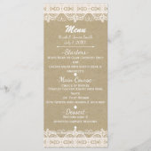 Bruin Kraft Papier & Rustiek Witte kant Menu (Voorkant)