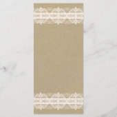 Bruin Kraftpapier & Rustische Witte Kant Menu (Achterkant)