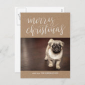 Bruin Kraftpapier Vrolijk kerstscript | Foto Feestdagenkaart (Voorkant / Achterkant)