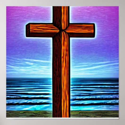 Bruin kruis door het Poster Waves (Voorkant)