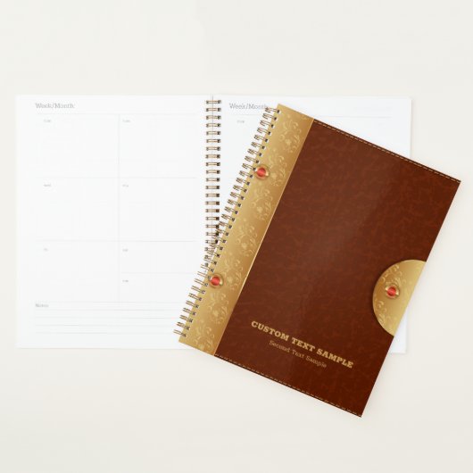 Bruin kunstleder en metallisch goudaccent planner (Display)