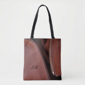 Bruin kunstleder en  stijlvol satijn draagtas (Voorkant)