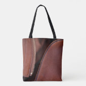 Bruin kunstleder en  stijlvol satijn draagtas (Achterkant)