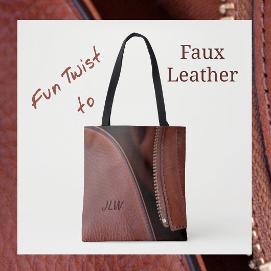 Bruin kunstleder en  stijlvol satijn draagtas