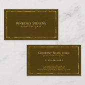 Bruin kunstleder goudaccessoires visitekaartje (Voorkant / Achterkant)