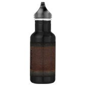 Bruin kunstleder Monogram Groomsman Gift Waterfles (Rechts)