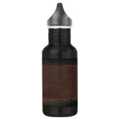 Bruin kunstleder Monogram Groomsman Gift Waterfles (Links)