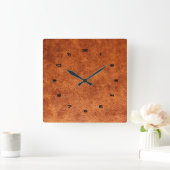 Bruin kunstleder vierkante klok (Huis)