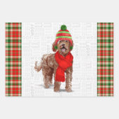 Bruin Labradoedle Kersthond en feestdag spelden Inpakpapier Vel (Voorkant)