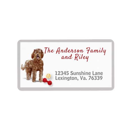 Bruin Labradoodle Toys Home Return Label (Voorkant)