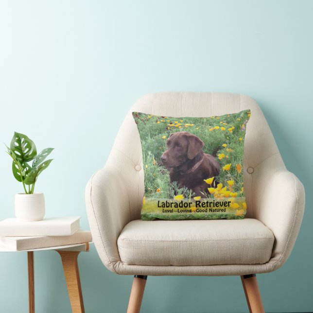 Bruin labrador Dog in papy Patch Photogram Kussen (Stoel)