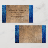 Bruin leder | Denim Visitekaartje (Voorkant / Achterkant)