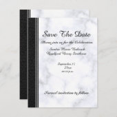 Bruin leder en grijze witte marmer save the date (Voorkant / Achterkant)