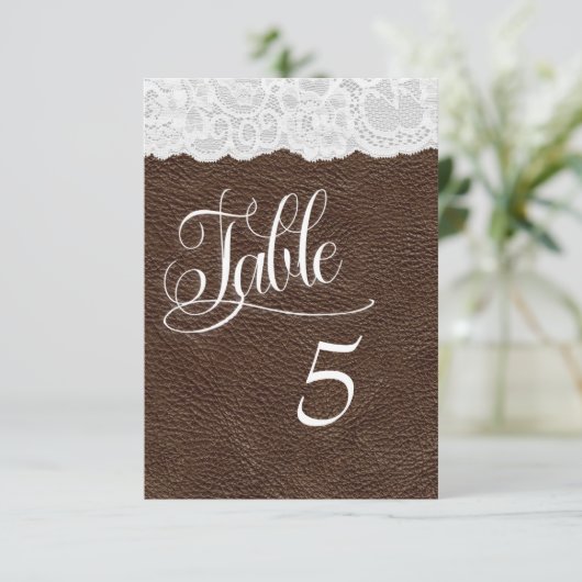 Bruin leder en looptentafel Kaart (Staand voorkant)