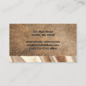bruin leder | Gouden stof trim Visitekaartje (Achterkant)